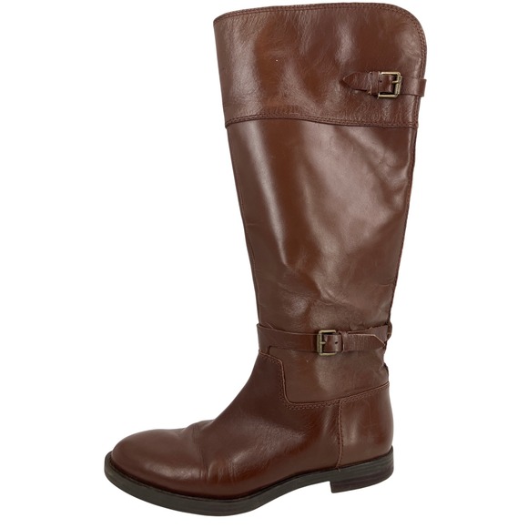 Enzo Angiolini Shoes - Enzo Angiolini Riding Boots Women 8M Brown Leather Buckle Tall Zip